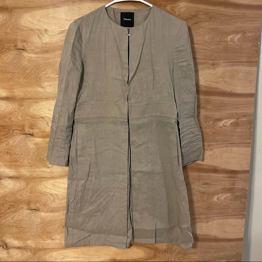 Theory Brown linen jacket Women’s Sz xs* Overcoat
